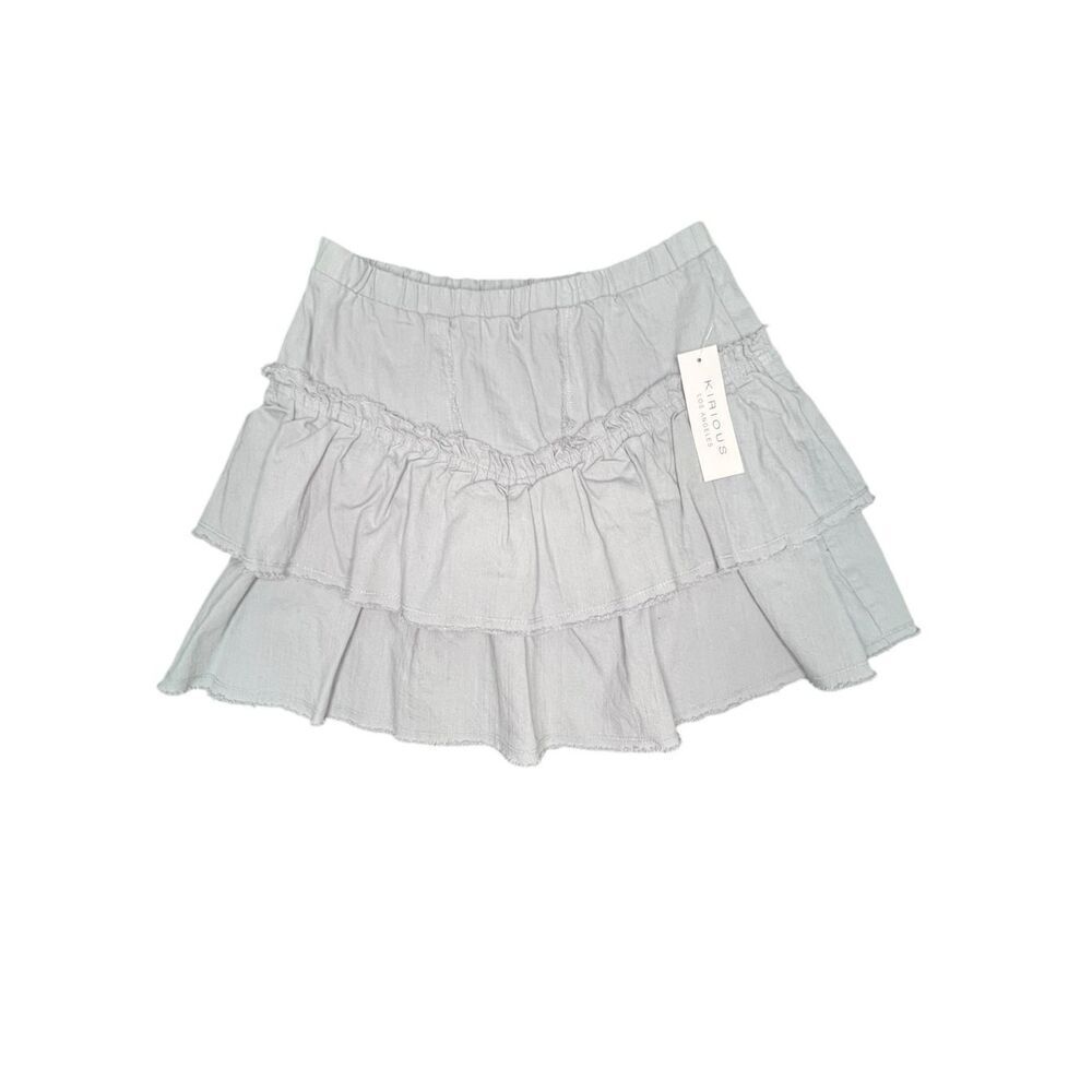NWT Kirious Blue Grey Layered Stretchy Cotton Mini Skirt